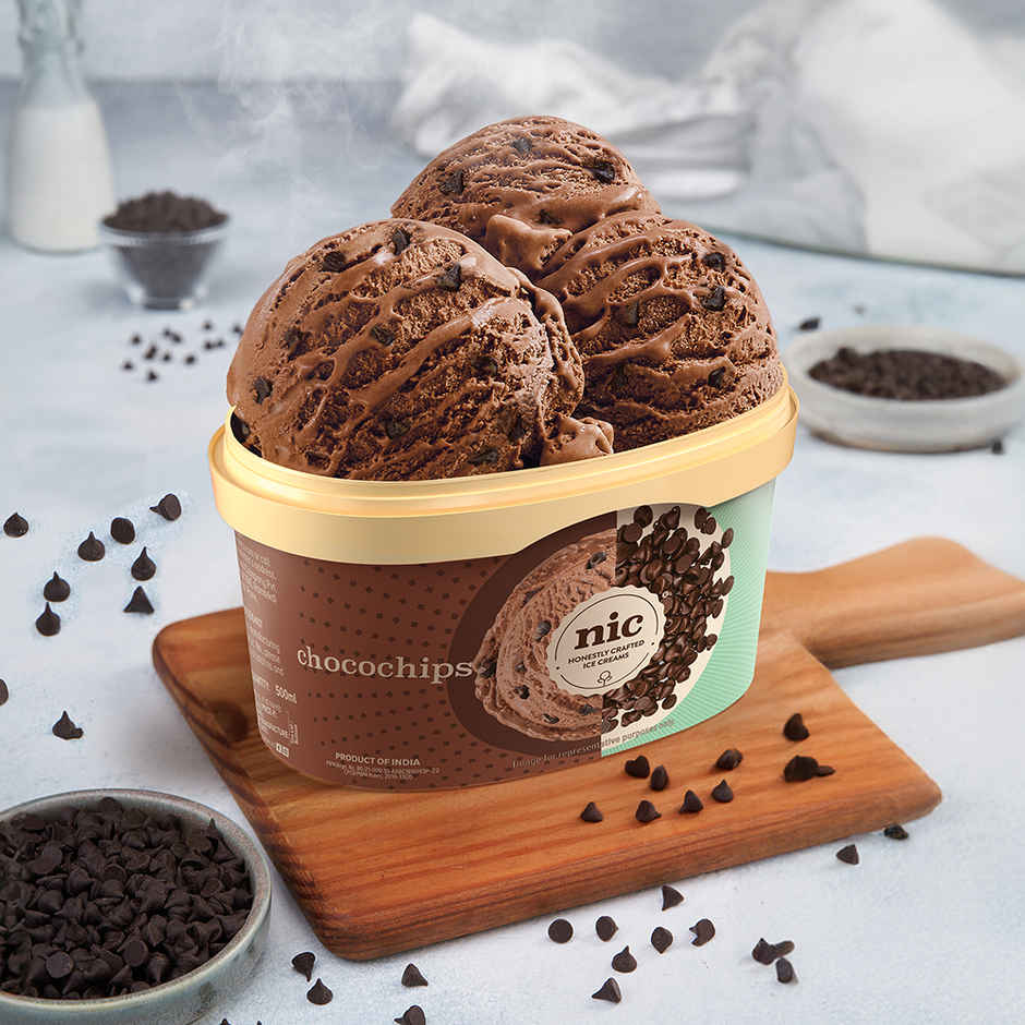 NIC Chocochips Ice Cream Tub | Preservative Free | No Artificial Flavors