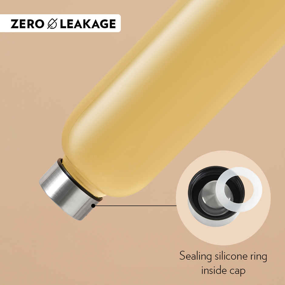 Borosil Crysto Narrow Mouth Borosilicate Glass Water Bottle with Steel Lid | 1 L