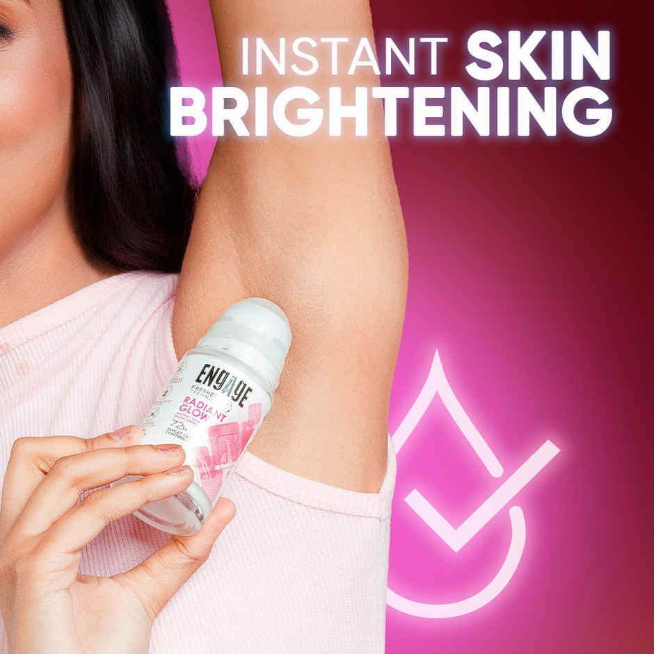 Engage Radiant Glow Underarm Roll-On Women | Instant Skin Brightening | 72hr Protection