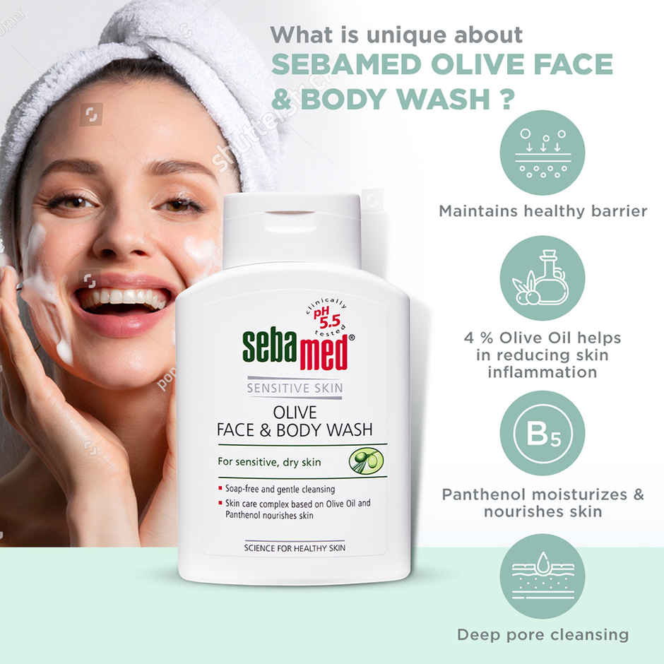 Sebamed Olive Face & Body Wash | pH 5.5 | Mild for sensitive, dry skin