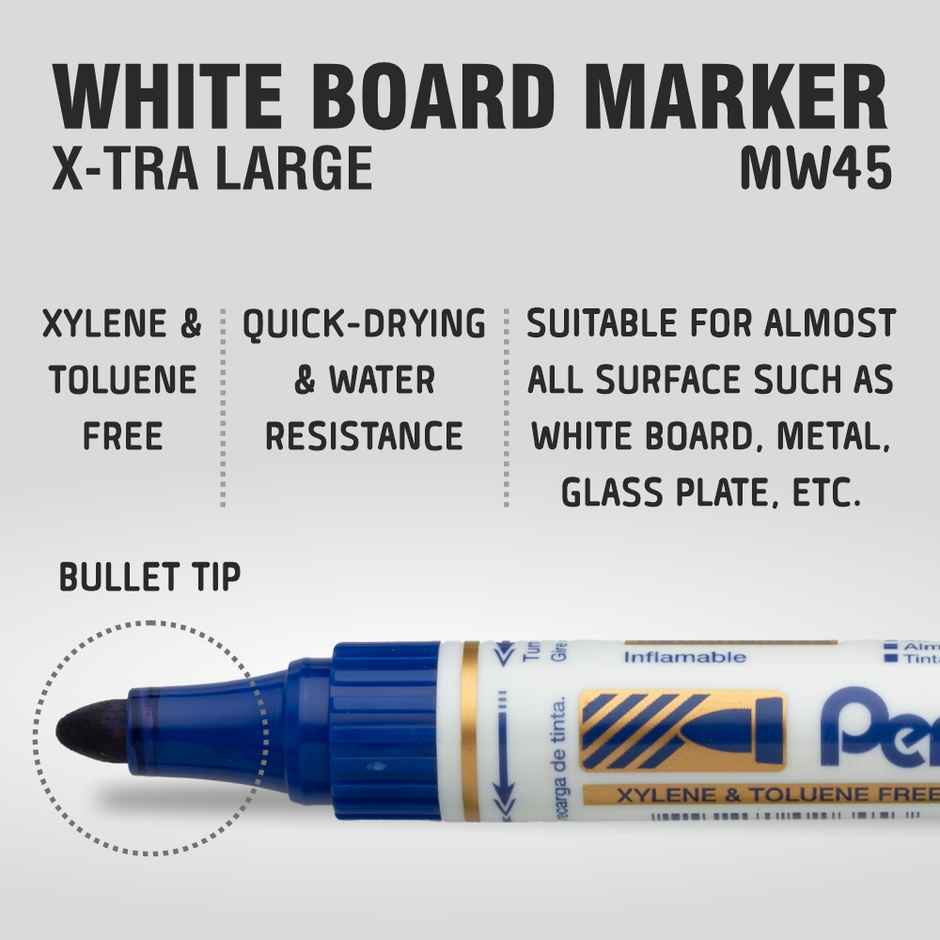 Pentel MW45 White Board Marker Bullet Tip Single Blue Ink