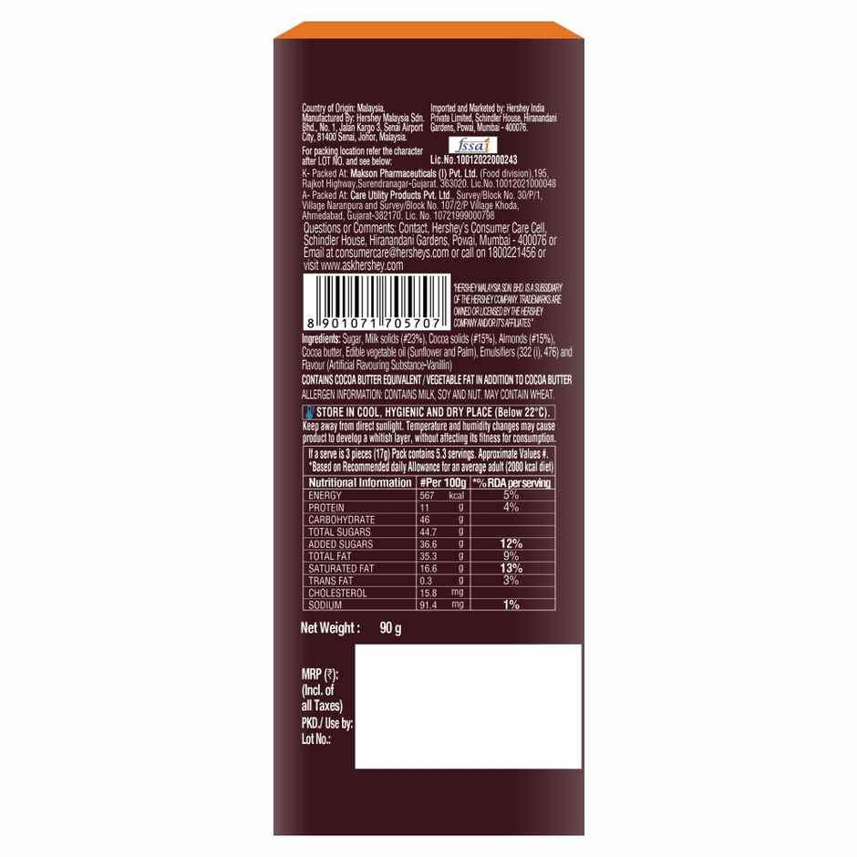 Engage Verona Perfume For Women, Citrus & Fruity, Free Tester With Pack(100ml) & Hershey'S Whole Almonds Chocolate Bar(100gms) Combo