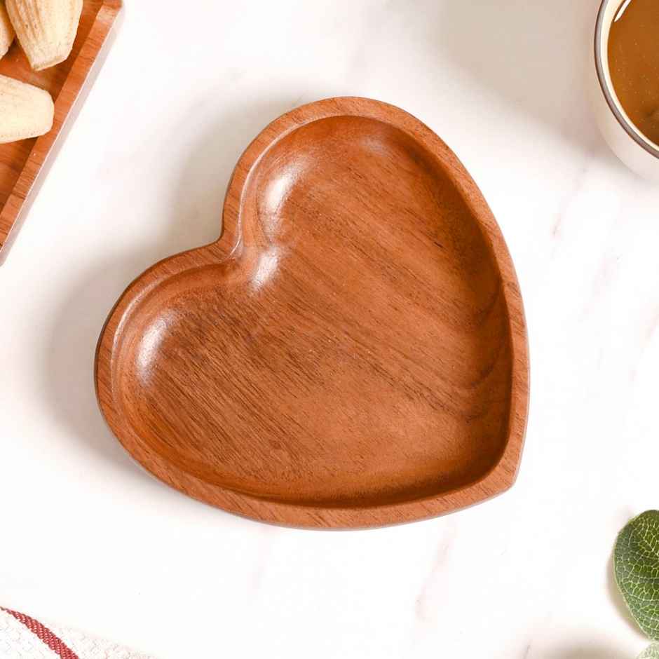 Nestasia Acacia Wood Heart Dessert Plate | 6 in