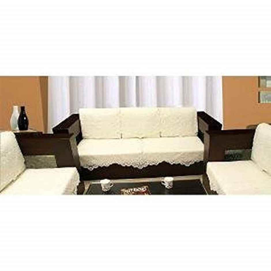 Kuber Industries Premium 5 Seater Sofa Cover | Chikankari Cotton | 10 Pieces | Cream