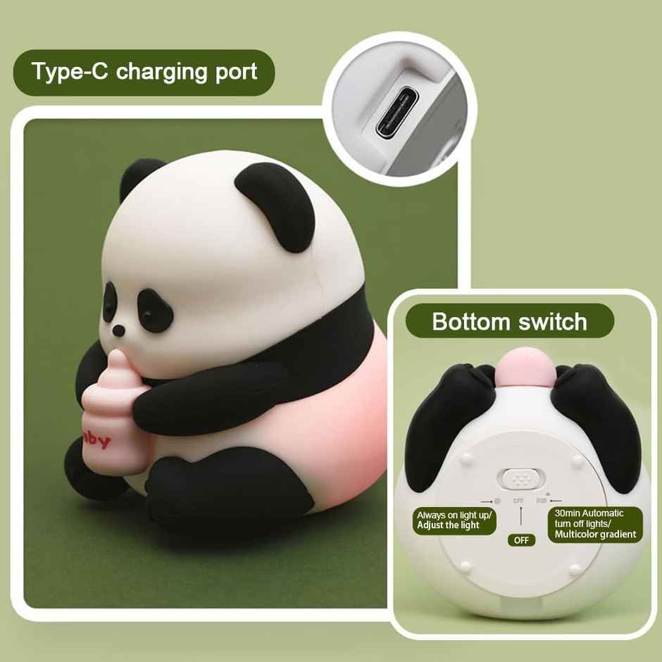 Desidiya Bpa-Free Silicone Baby Panda Night Lamp, Cute Multicolor Lamp