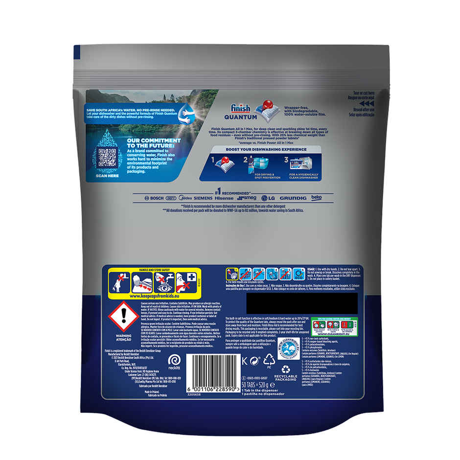 Finish Quantum Dishwasher Tablets (50pc) & Finish Dishwasher Rinse Aid Liquid (400ml) Combo
