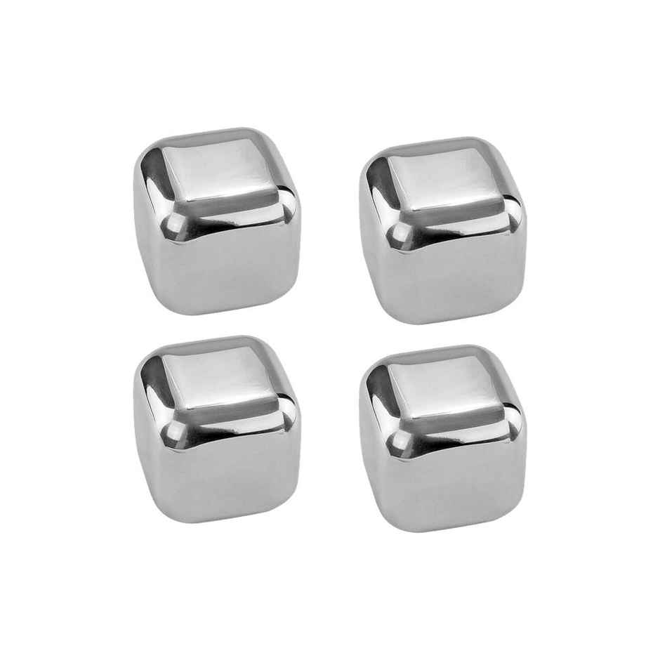 Hazel Stainless Steel Ice Cubes | Multipurpose Reusable Ice Cube, Set Of 4