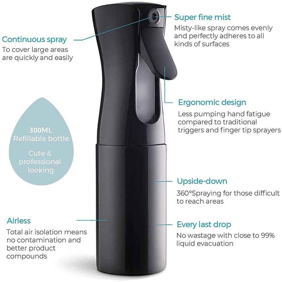 Bronson Professional Hair Spray Bottle Refillable Continuous Ultra Fine Water Mist