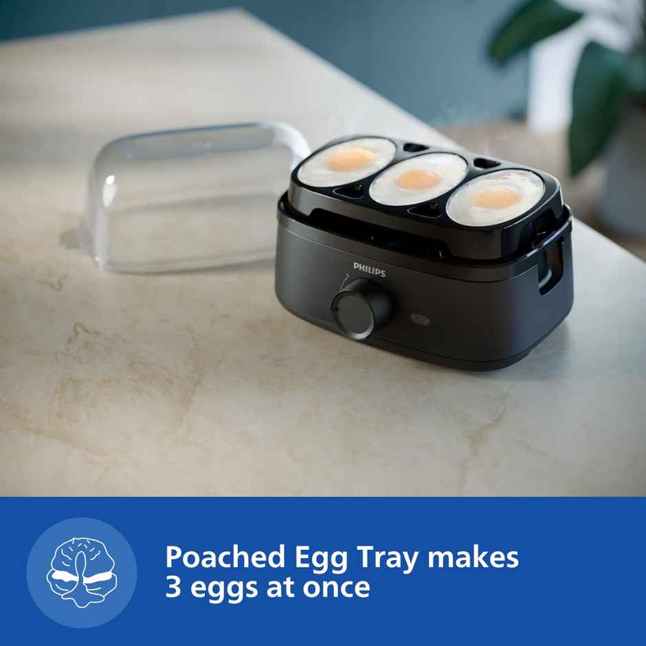 Philips HD9137/90 400W Egg Boiler, Boils upto 6 eggs & 3 Poached eggs - Black 