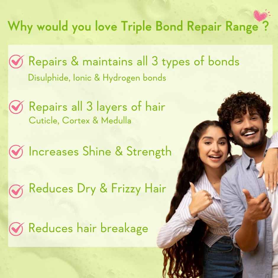 Wishcare Triple Bond Repair Shampoo - 5% Aminopeptide Complex & Pca - Repairs Damaged & Frizzy Hair