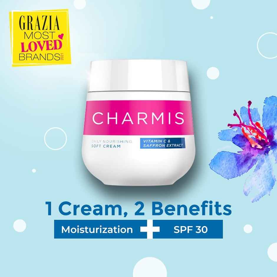Charmis Daily Nourishing Soft Cream with Vitamin C Saffron Extracts and SPF 30 For Glowing And Moisturized Skin