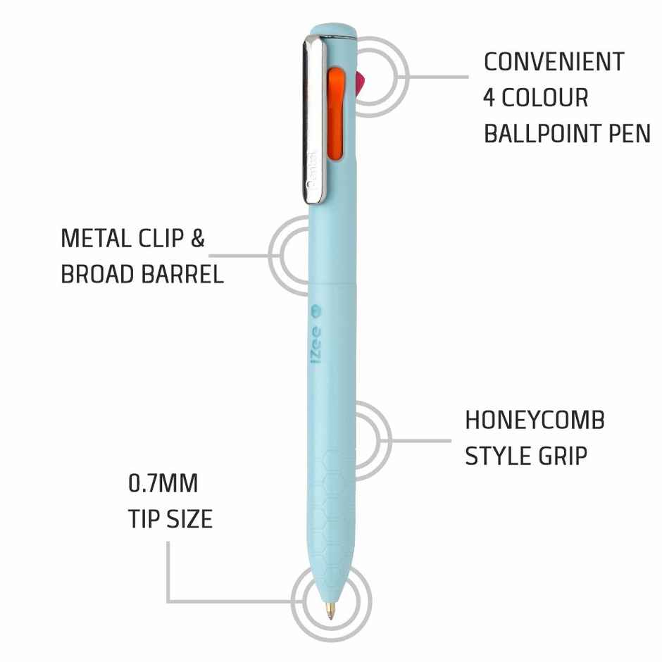 Pentel 4 in 1 Ball Pen Single Light Blue Body Orange Pink Sy Blue Violet Ink