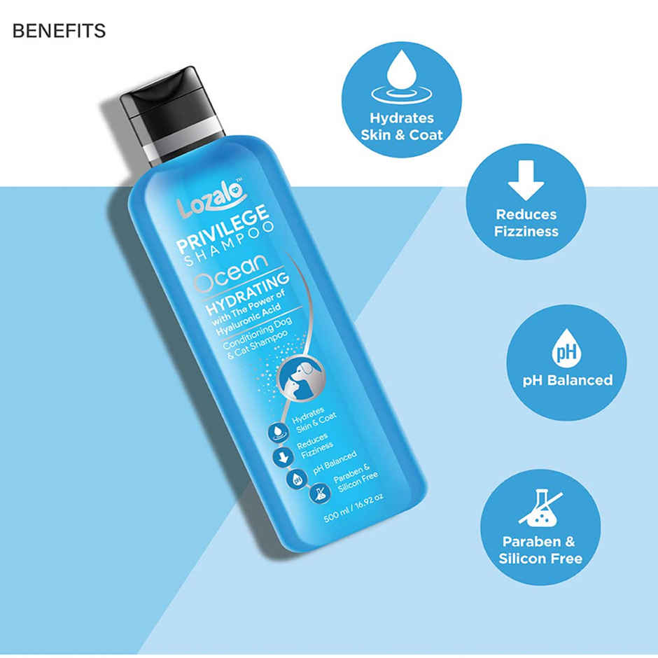 Lozalo Privilege Pet Shampoo | Ocean | Hydrating | Coat Cleansing | Paraben Free For Pets