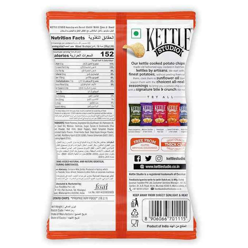 Kettle Studio Sweet Chilli With Lime & Basil Potato Chips