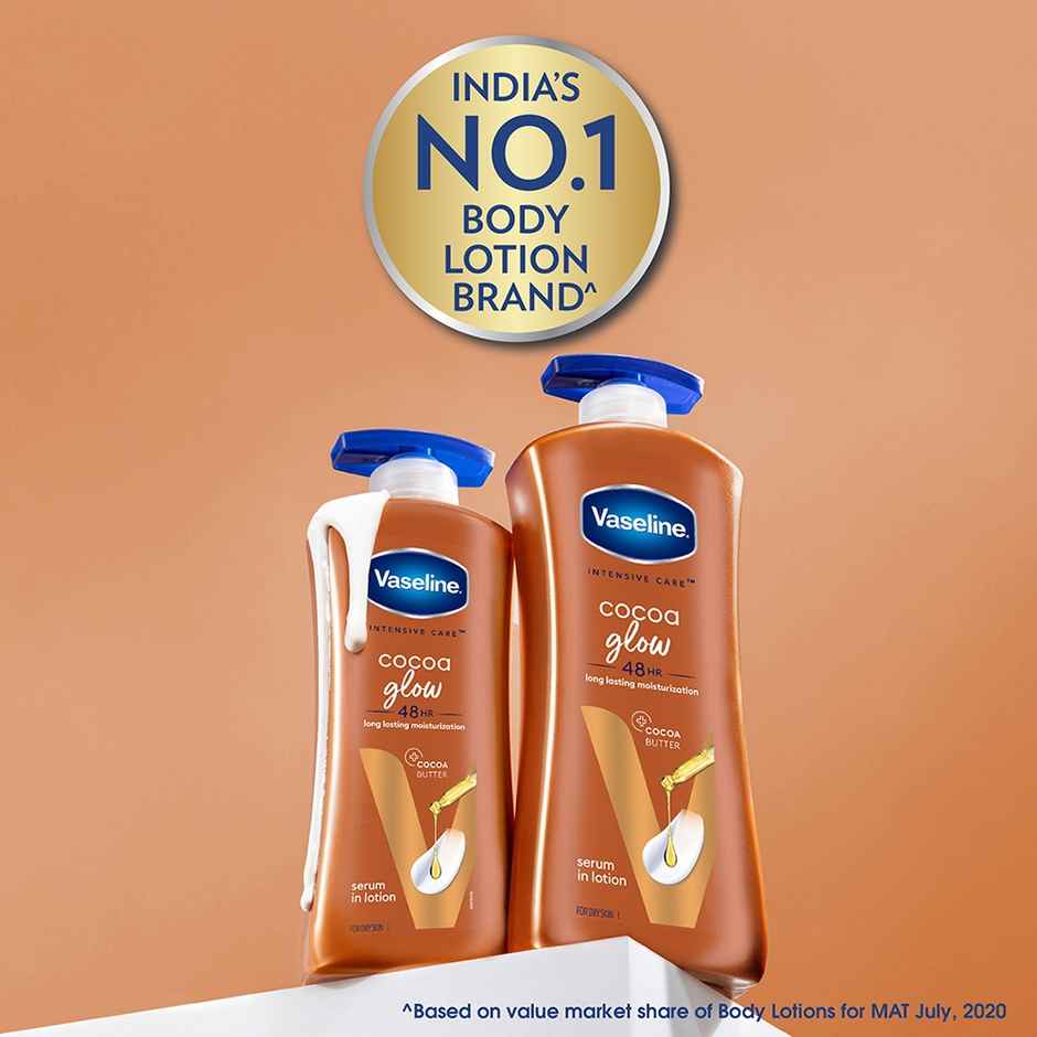 Vaseline Cocoa Glow Serum In Lotion, 100% Pure Cocoa & Shea Butter for Glowing & Soft Skin