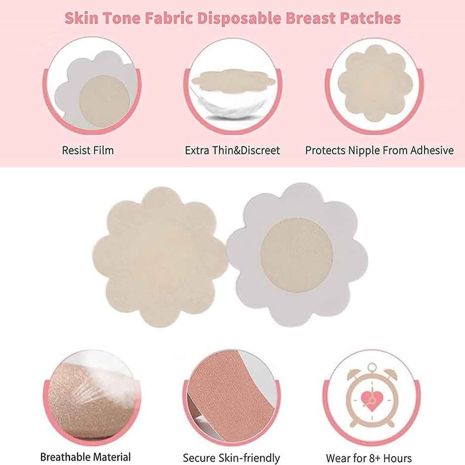 Bronson Professional Breast Roll Tape With 10 Nipple Covers | Cotton, Free Size, Skin Colour