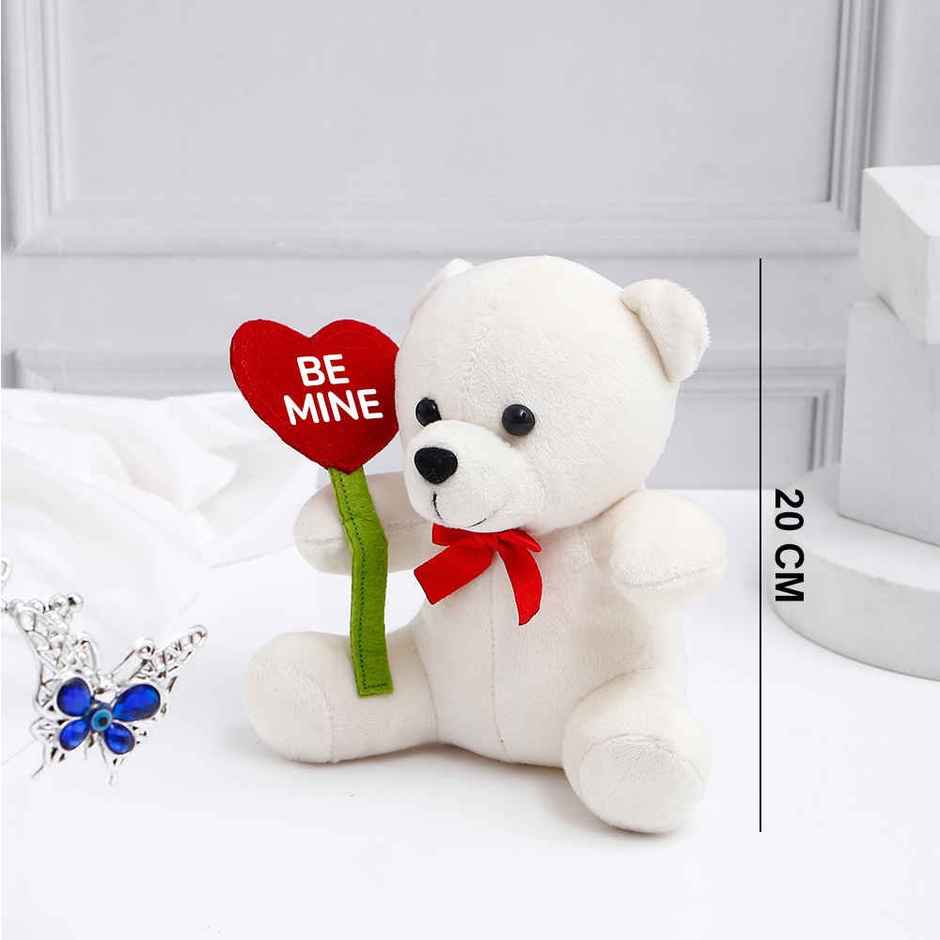 Archies Cute Little White Teddy Bear with Be Mine Heart - 20 cm