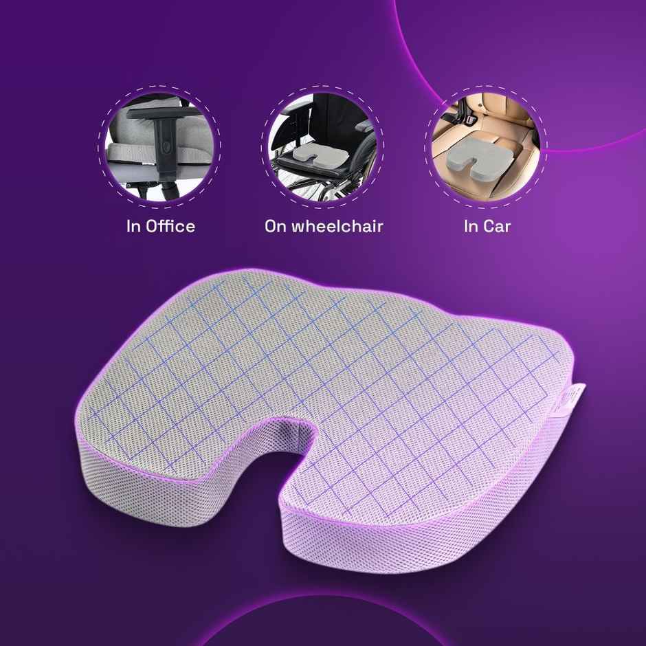 Coccyx Seat Cushion | Ideal for Weights 60kg and Above Cushion for Chair & Car Seat Lower Back Grey