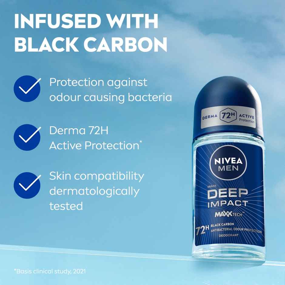 NIVEA MEN Deep Impact MaxxTech 72h Deodorant Roll-on - For MEN