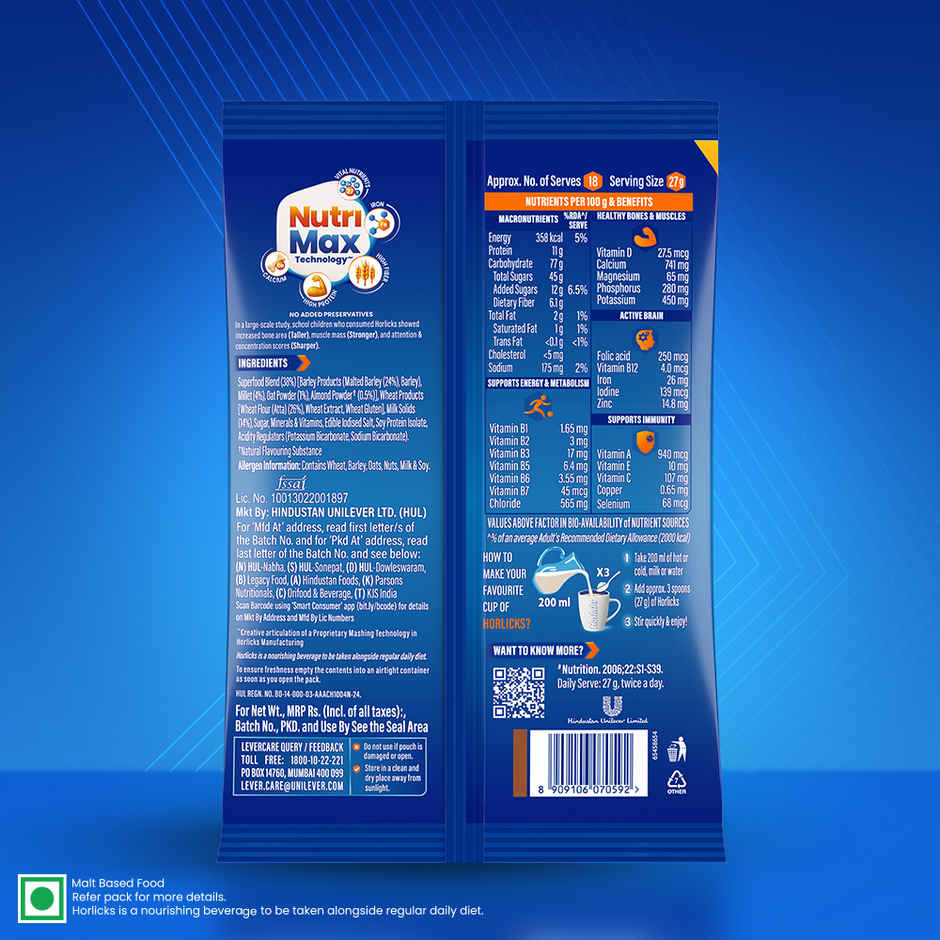 Horlicks Nutrition Drink Pouch | Superfoods