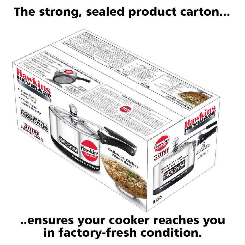 Hawkins 3 Litre Hevibase Pressure Cooker, Induction Inner Lid Cooker, Silver (Ih30)
