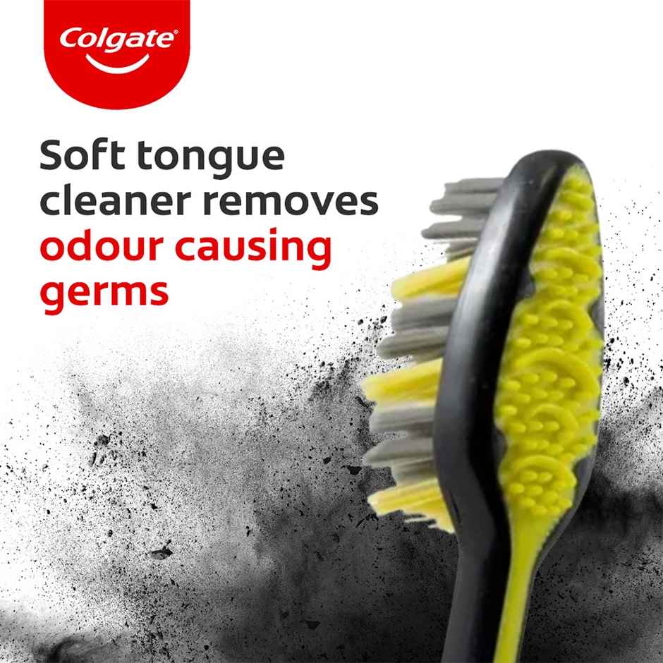 Colgate Zigzag Charcoal Medium Bristle Manual Toothbrush For Adults (4pc) & Colgate Max Fresh Plax Mouthwash - Fresh Mint (250ml) & Colgate Charcoal Clean Black Gel Toothpaste Deep Clean With Bamboo Charcoal & Wintergreen Mint (240g) Combo