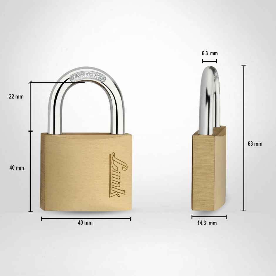 Link Solid brass body with double locking mechanism PT-40 mm New Lock | Hardened Shackle |Padlock