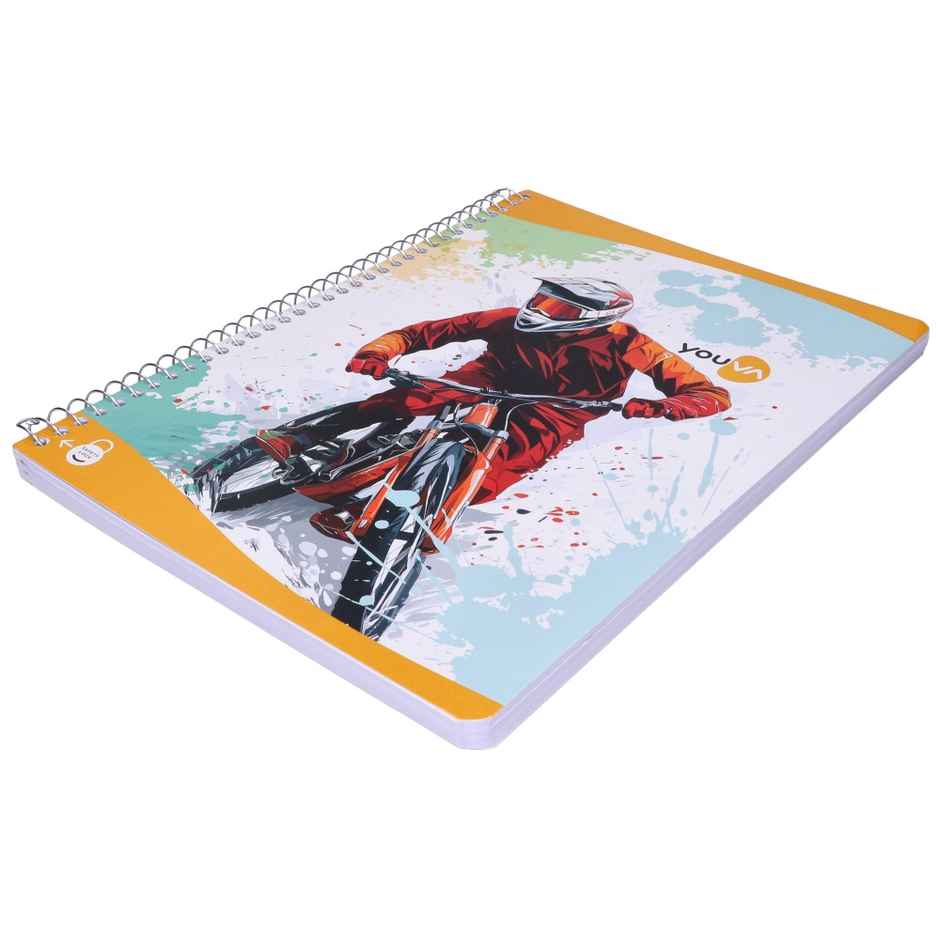 Navneet Youva Spiral Bound Unruled Long Notebook | 300 Pages | A4 size | Design & Colour May Vary