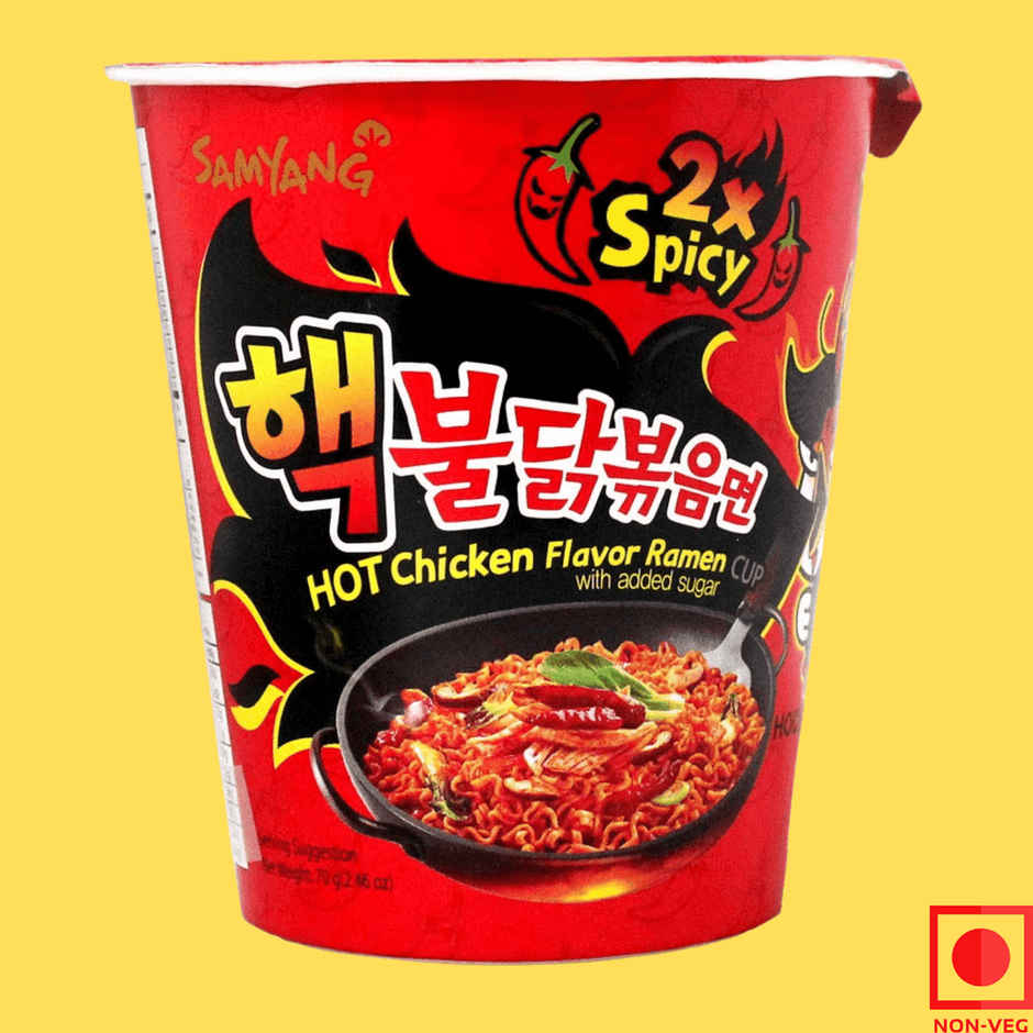 Korean Samyang 2x Spicy Hot Chicken Flavour Ramen Cup Non Veg