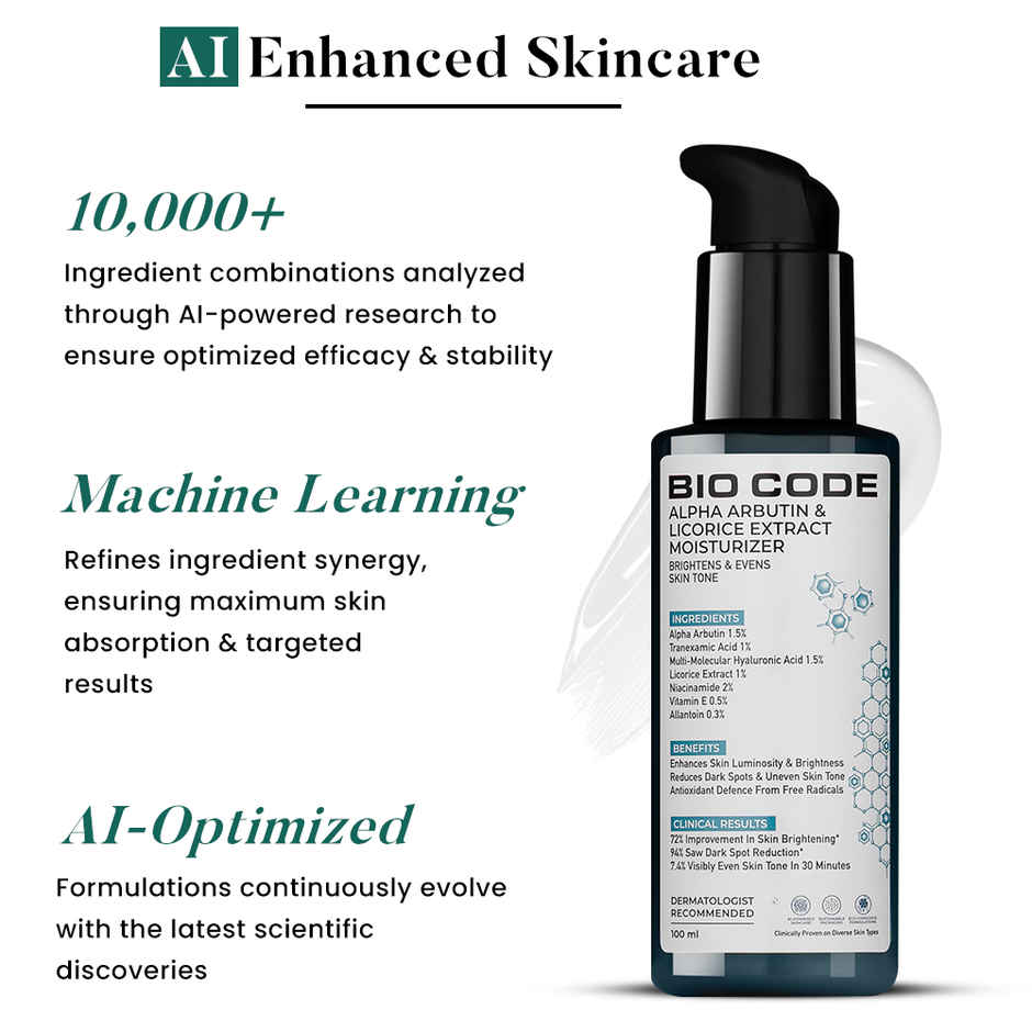 Bio Code Alpha Arbutin & Licorice Extract Brightening Moisturizer | AI-Enhanced Formula