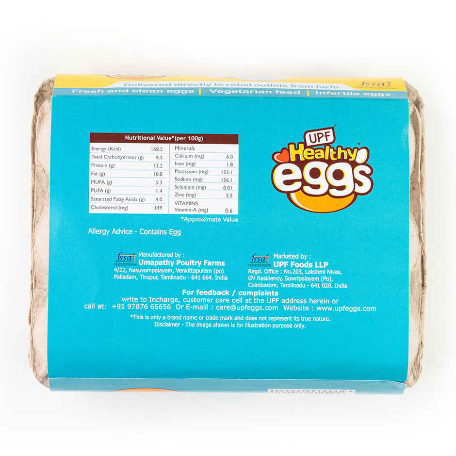 UPF Healthy White - Large Eggs, 12 Pieces | Protein Rich | Veg Feed | Infertile