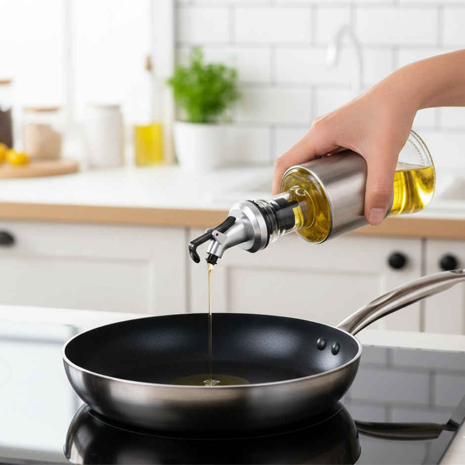 SE7EN Stainless Steel and Glass Oil Dispenser Bottle