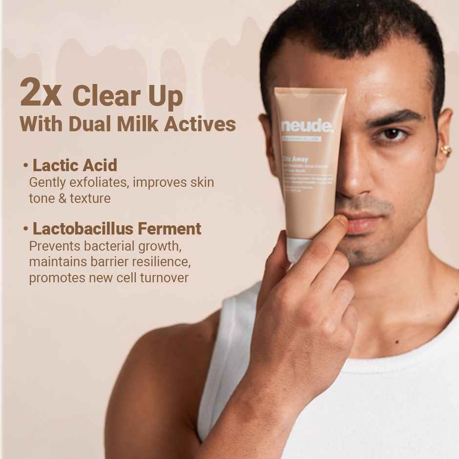Neude Milk Probiotic Acne Control Gel Face Wash with 2% Salicylic Acid & Neem | Zits Away