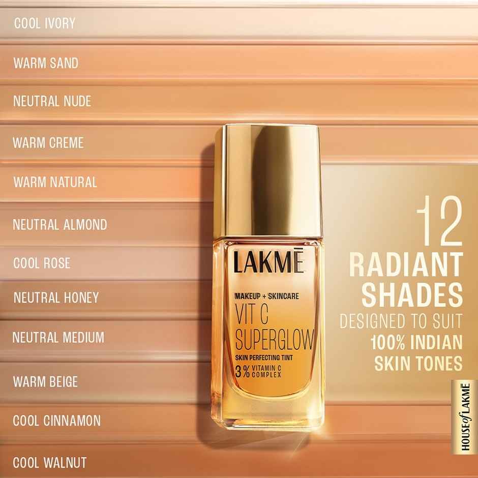 Lakme Makeup+Skincare VitC Superglow Skin Perfecting Tint Warm Beige W240