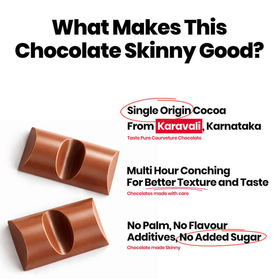 Skinny Sugar Free Milk Chocolate Bar | No Added Sugar | No Palm Oil