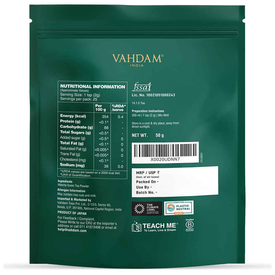 Vahdam Japanese Matcha Green Tea