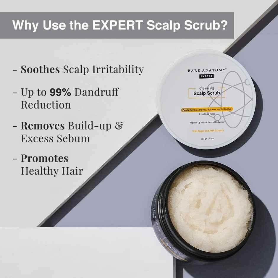 Bare Anatomy Scalp Scrub With Natural Ahas Coconut & Sugar Get Up To 99% Dandruff Reduction