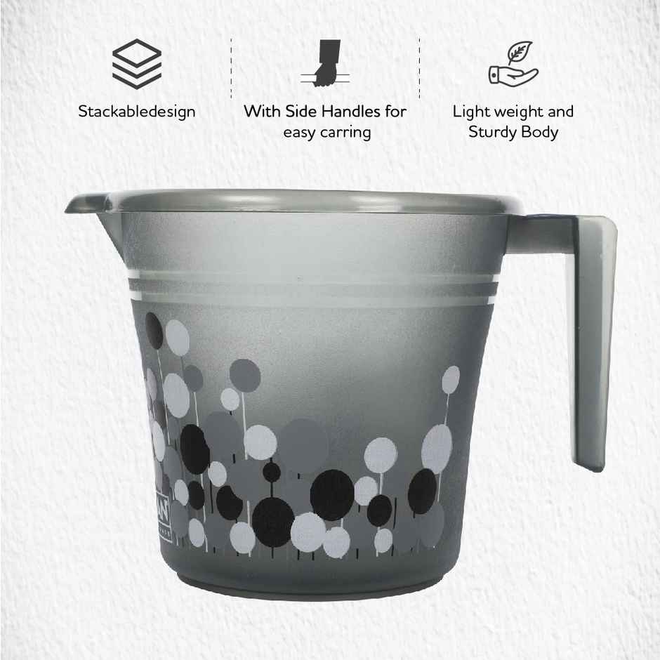 Ratan Plasticware Frosty Bubble Print Pack Of 1 Mug 1.5L -Smokey