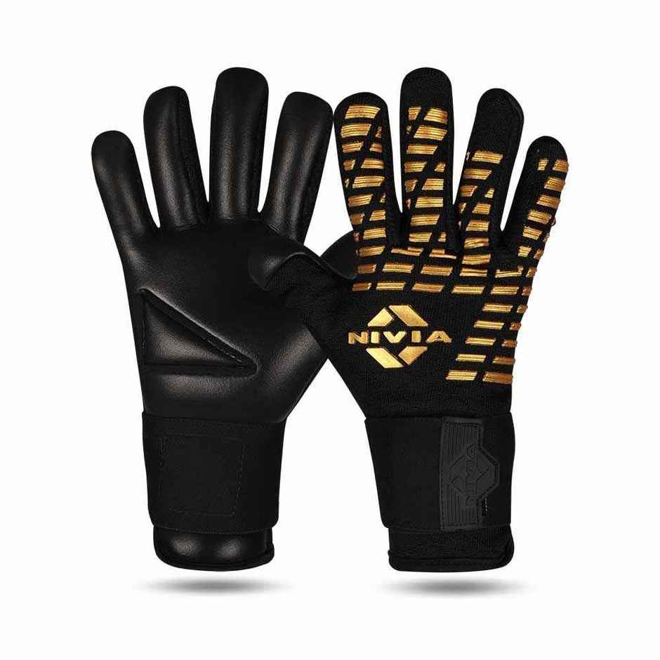 Nivia Ashtang Gold Goalkeeper Glove | Black | Large
