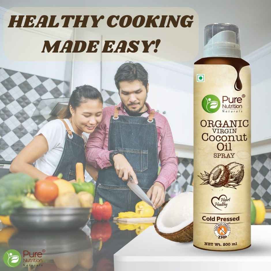 Pure Nutrition Organic Extra Virgin Coconut Oil Spray | Edible And Cold Pressed | Ideal For Cooking