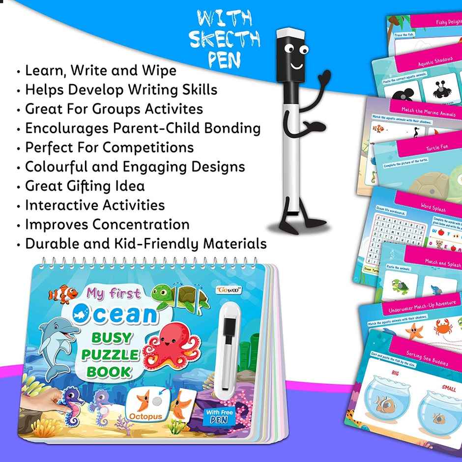My First Ocean Busy Puzzle Book - Early Learning Activity Binder Book, Spiral Binding Activity Book