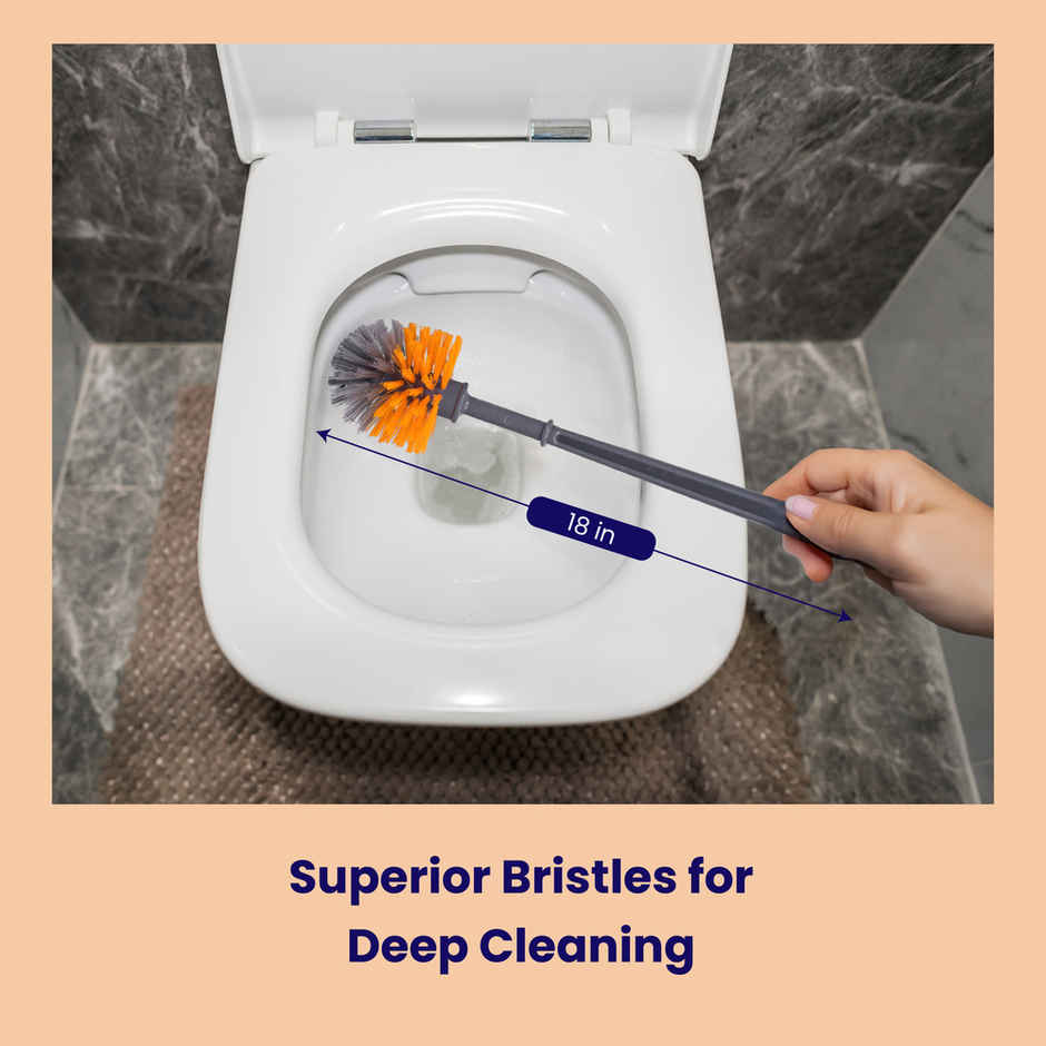 Chakaachak Glide | Toilet Brush with Container | Grey, Orange