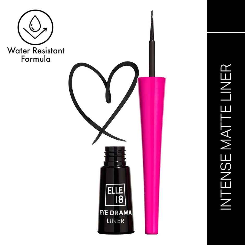 Elle 18 Eyedrama Liner, Long Lasting , Water and Smudge Proof, Black