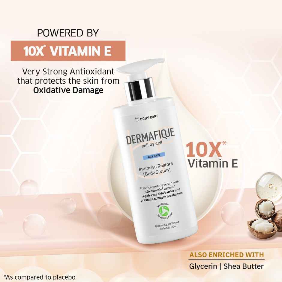 Dermafique Intensive Restore Body Lotion Serum, 18% Emollients, Light & Non-sticky