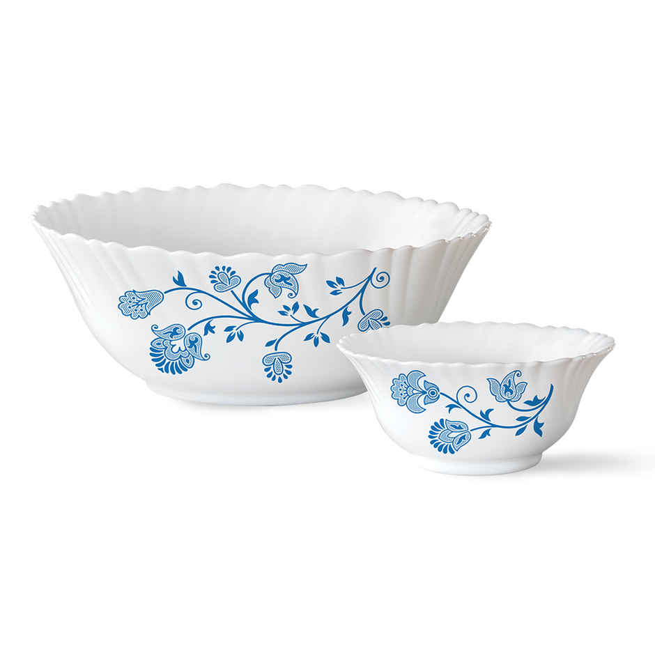 Larah by Borosil Azure Pudding Set | Opalware Crockery for Dining & Gifting Bowl Set