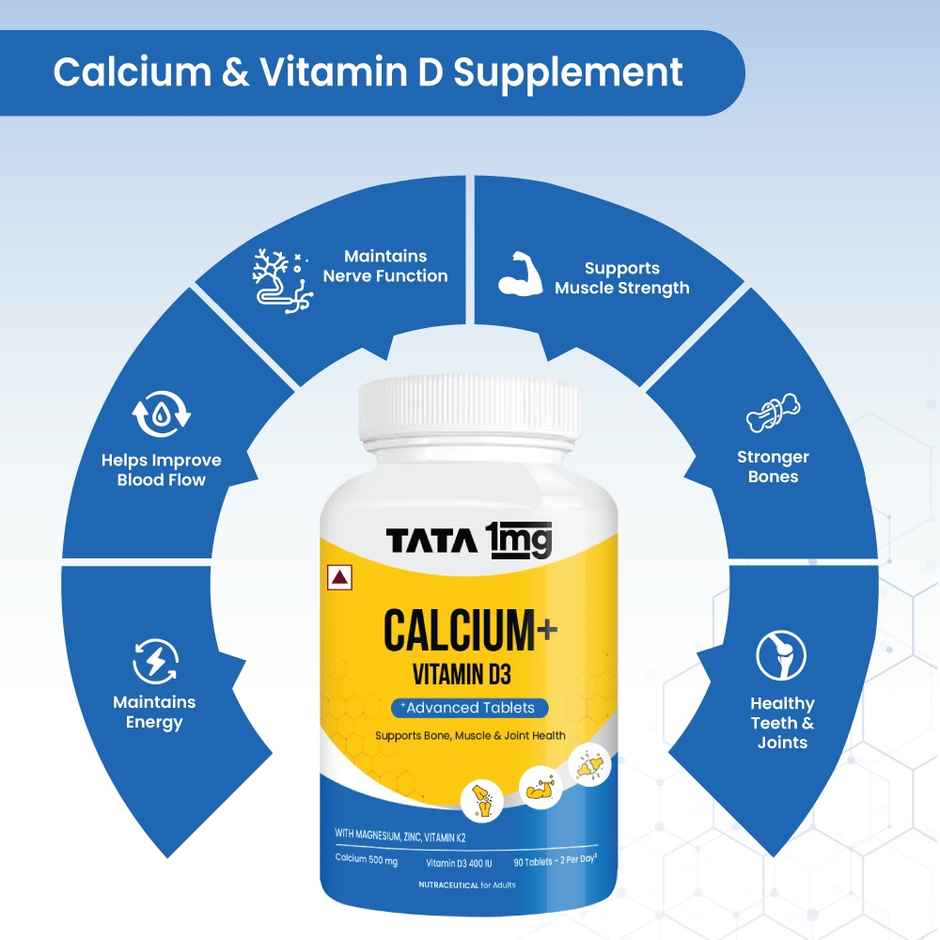 Tata 1mg Calcium Vitamin D3 Tablet Pack Of 90