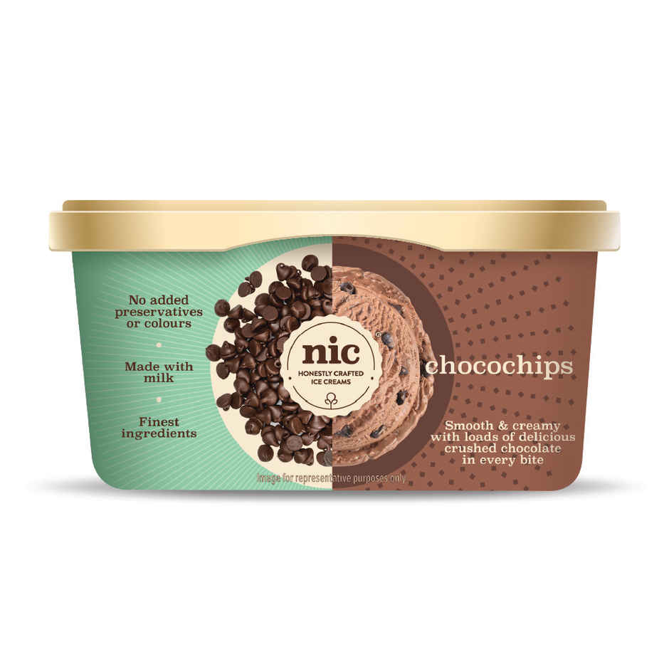 NIC Chocochips Ice Cream Tub | Preservative Free | No Artificial Flavors
