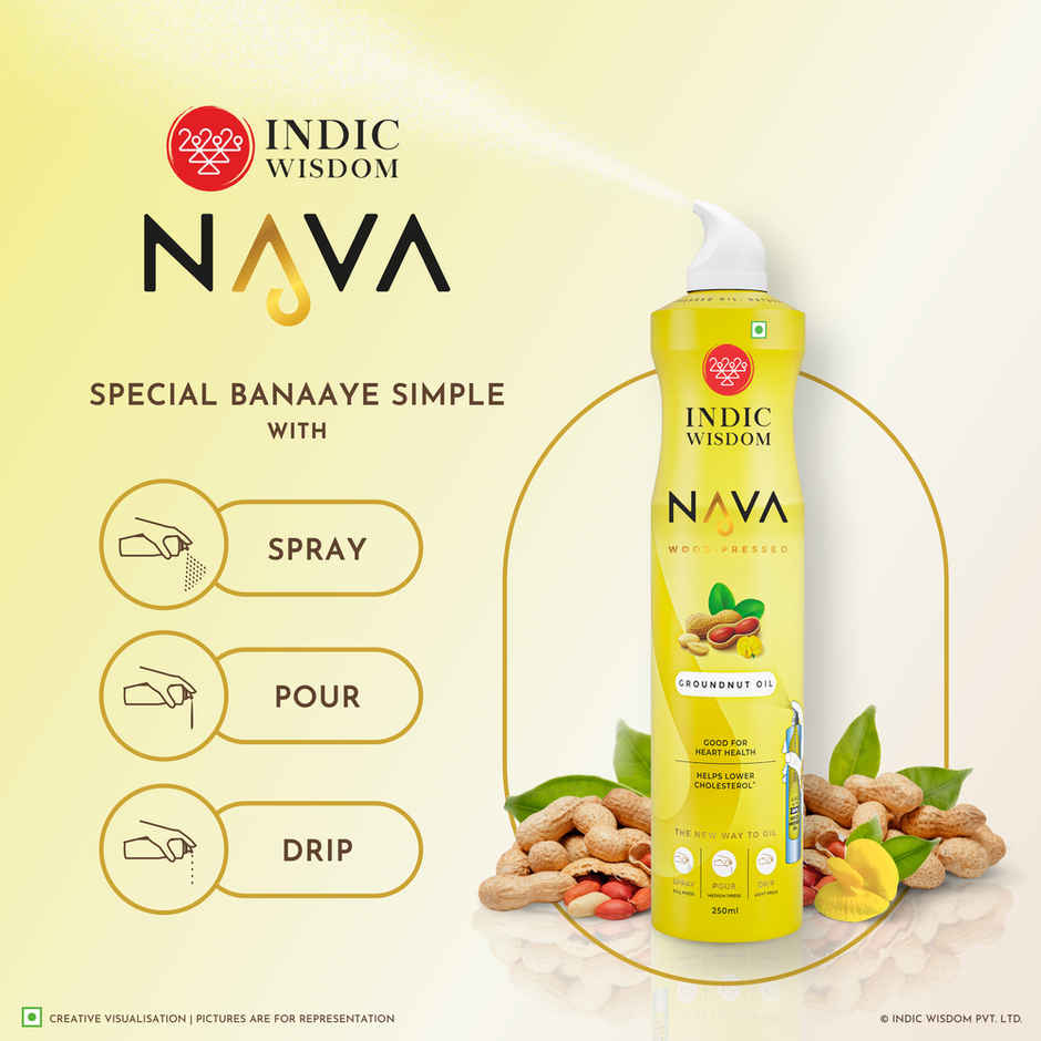 Indic Wisdom Nava Spray | Groundnut Wood Pressed Oil | Spray for cooking