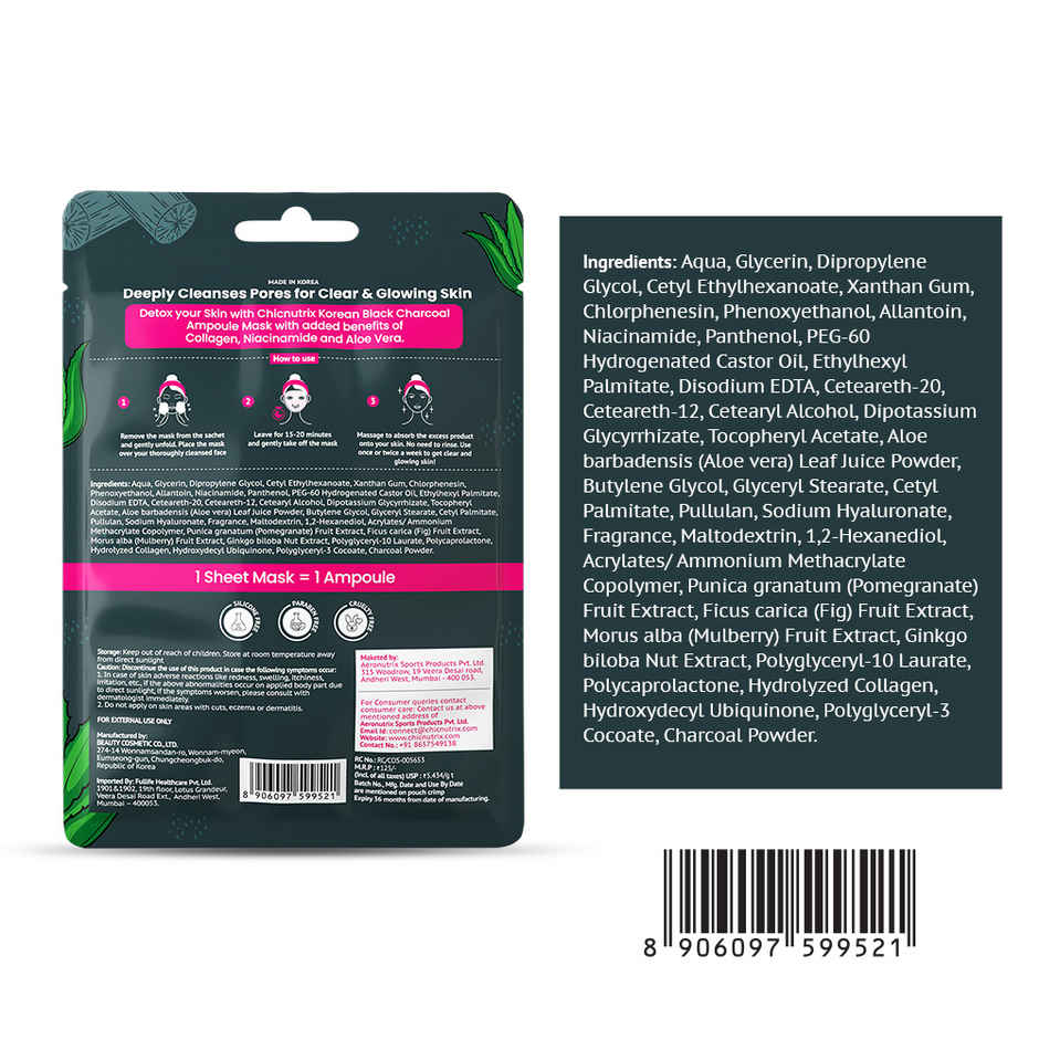 Chicnutrix Korean Black Charcoal Mask | Niacinamide