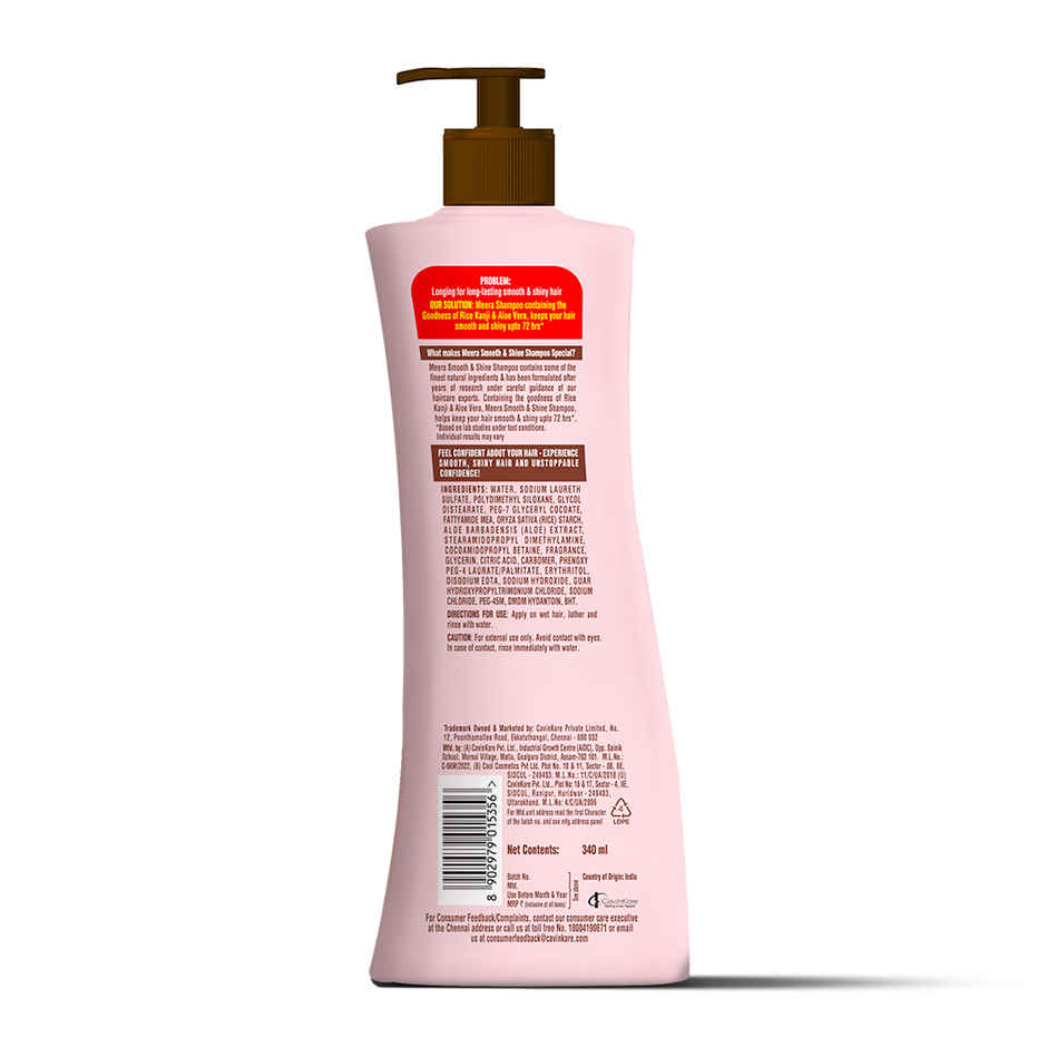 Meera Smooth & Shine Shampoo, Rice Kanji & Aloe Vera, 72H Smooth Hair